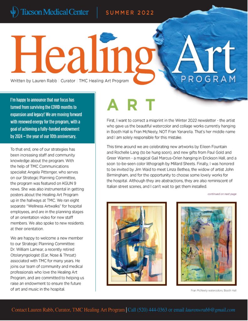 TMC Healing Art Official Newsletter Page 1